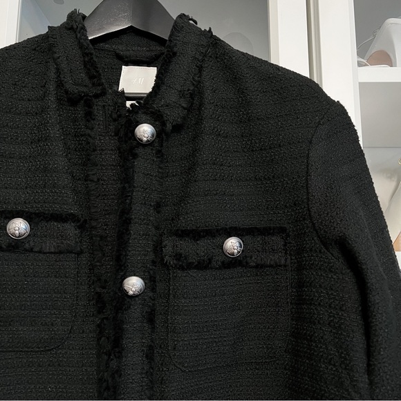 NWOT✨ H&M Black Textured-Weave Jacket - Picture 6 of 10
